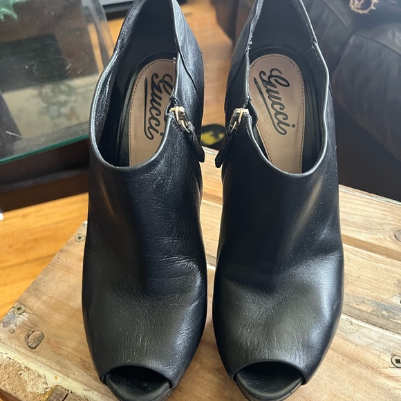 Gucci Peep Toe High Heel Ankle Booties - Picture 9 of 9